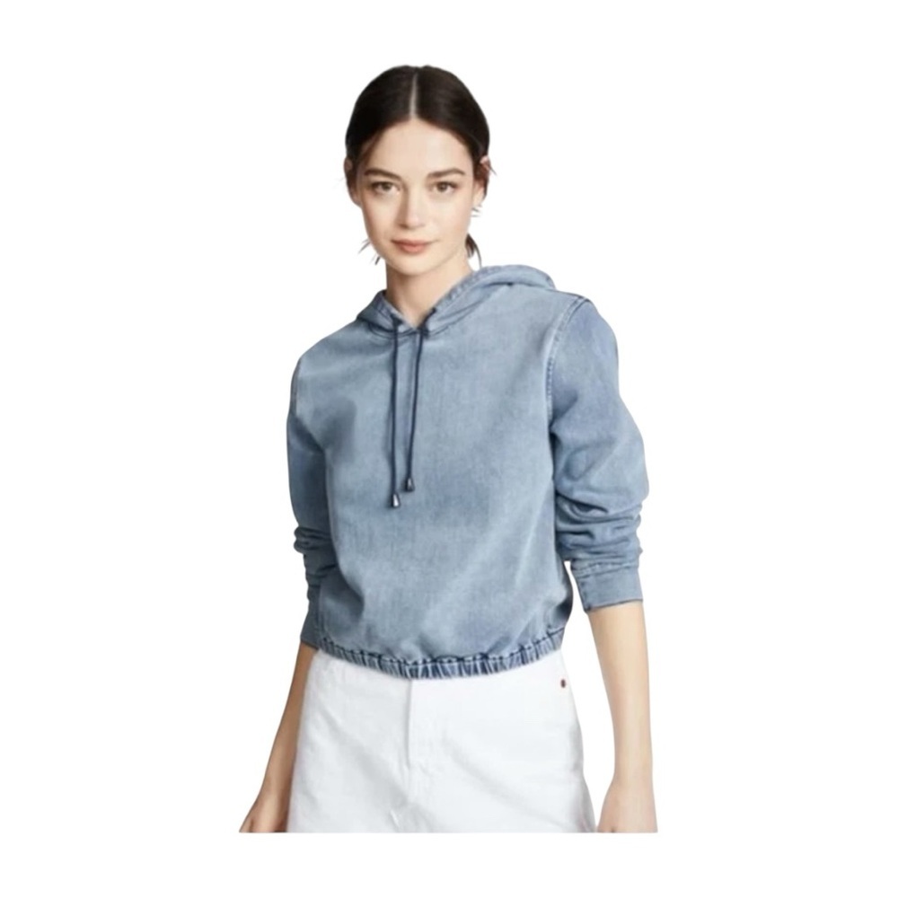 Frame Denim  Cropped Light Blue Hoodie